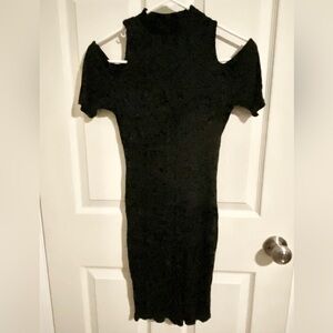 ❤️3/$25 Sale!❤️ Black mock neck, cold shoulders mini dress. Soft material